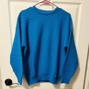 Vintage Colmar Wool Turquoise Blue cable knit sweater Italy medium